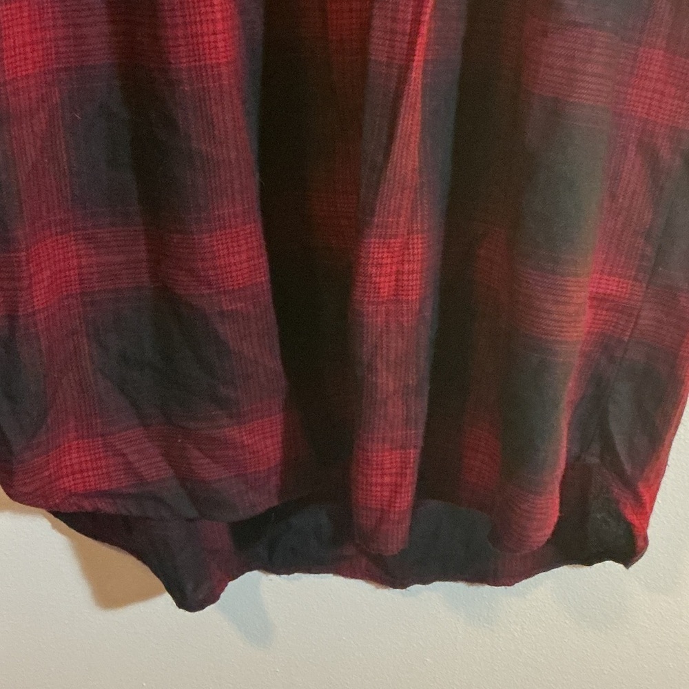 Knox Rose Flannel Plaid Button-Up Dress - Red and Black - Picture 5 of 8